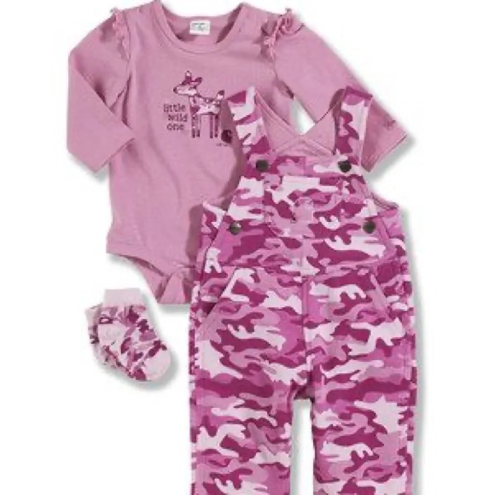 NWOT Carhartt Pink Camo Overalls Set - Infant 9M Top & Overalls Z550-24